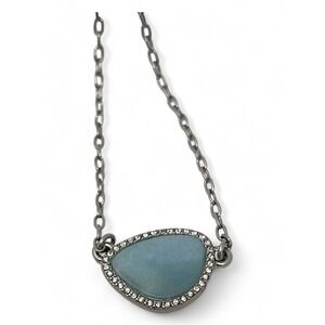 Lia Sophia Ocean Splash Aqua Blue Necklace - Silver, Amazonite, Crystals 16-19"